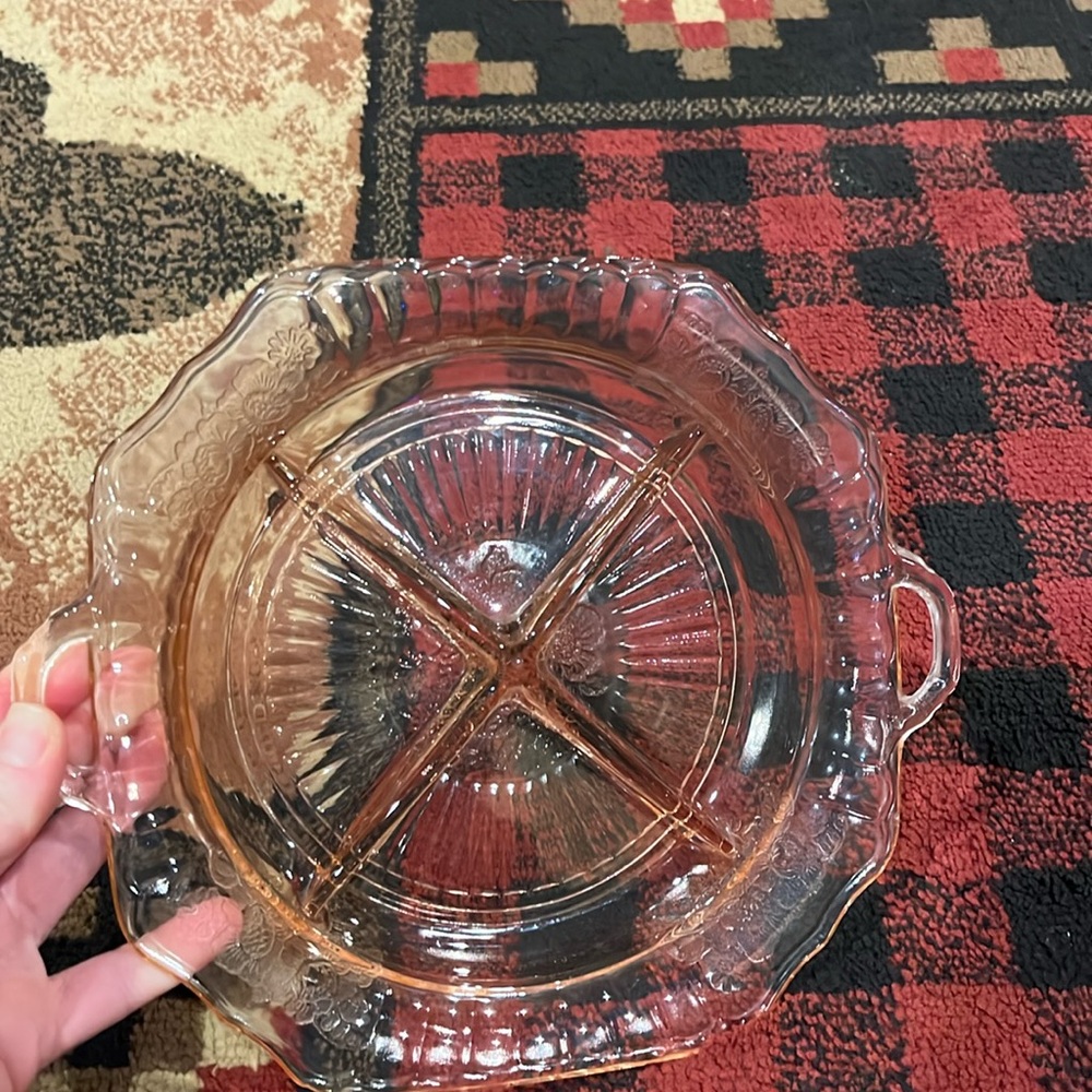 Pink depression glass platter